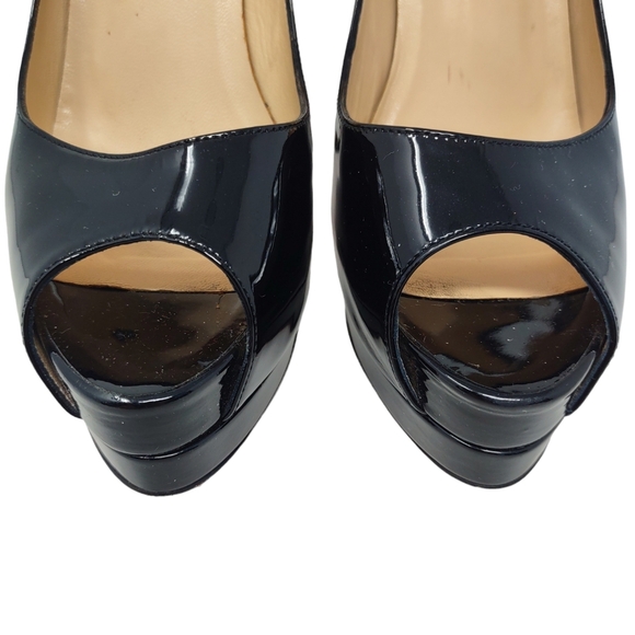 Christian Louboutin lady peep 37.5 platform pumps patent leather black - Picture 5 of 9